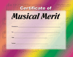 Schaum Certificate of Musical Merit  **OUT OF STOCK**